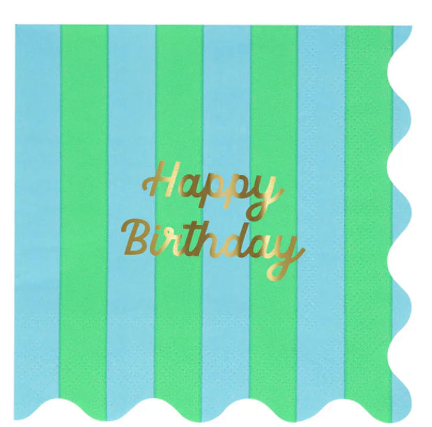 Servilletas Grandes “Happy Birthday” Rayas
