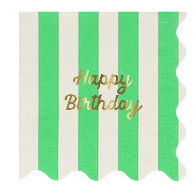 Servilletas Grandes “Happy Birthday” Rayas