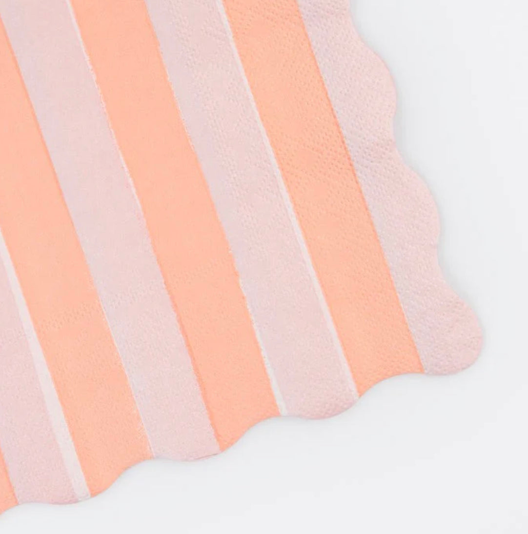 Servilletas Grandes Pastel con Rayas y Borde Ondulado