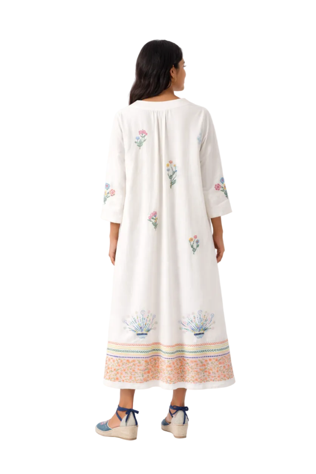 Vestido midi bordado floral