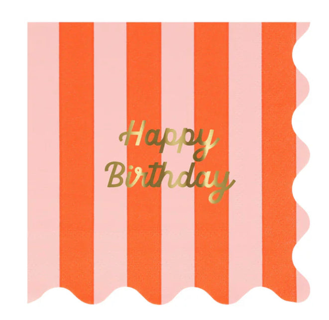 Servilletas Pequeñas “Happy Brithday” Rayas