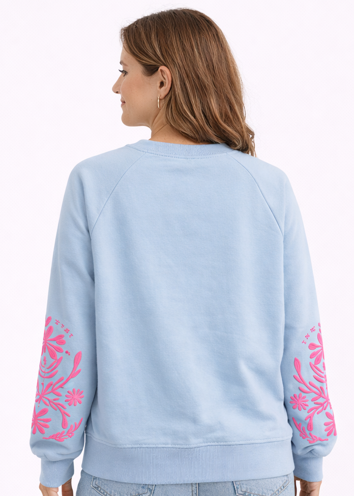 Sudadera Bordados Azul