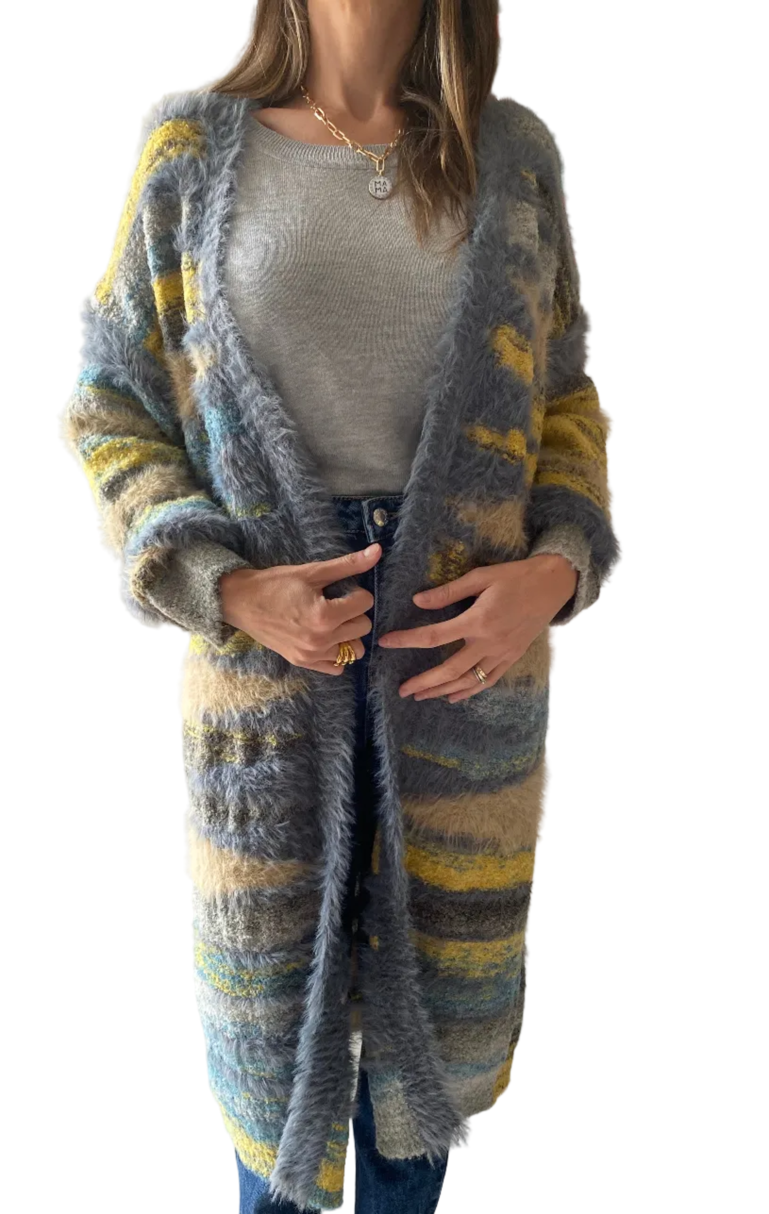 Chaqueta larga Multicolor de Lana