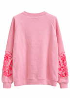 Sudadera Bordados Rosa