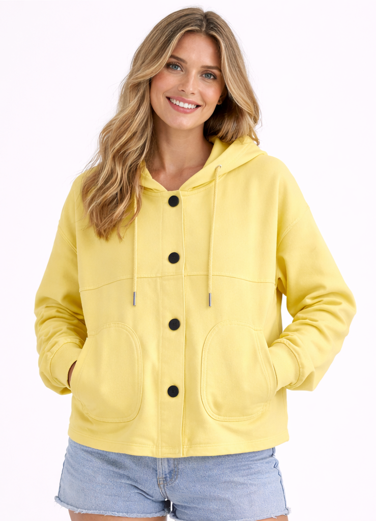 Sudadera abotonada “Vacation On” Amarilla