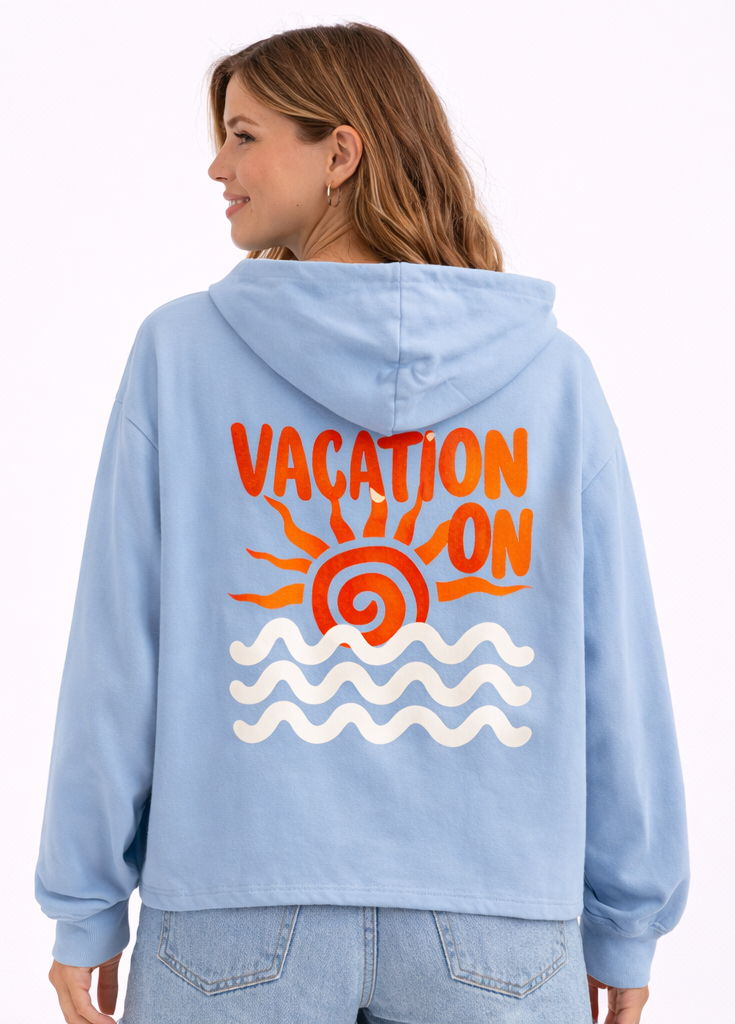 Sudadera abotonada “Vacation On” Azul