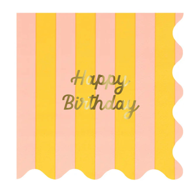 Servilletas Pequeñas “Happy Brithday” Rayas