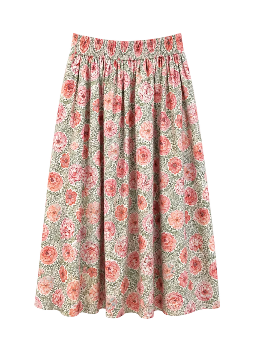 Falda midi Rosas