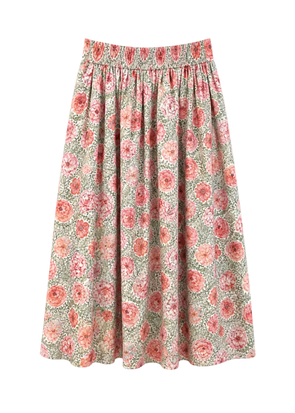 Falda midi Rosas