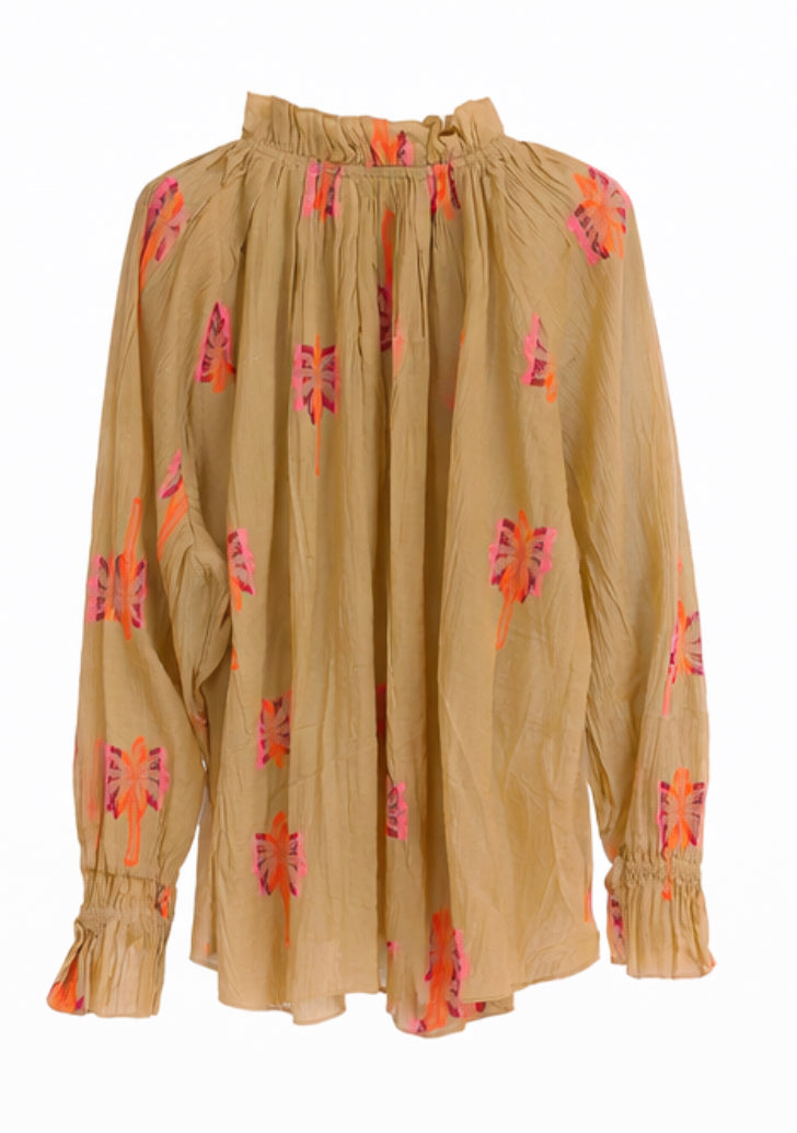 Camisa borlas marrón