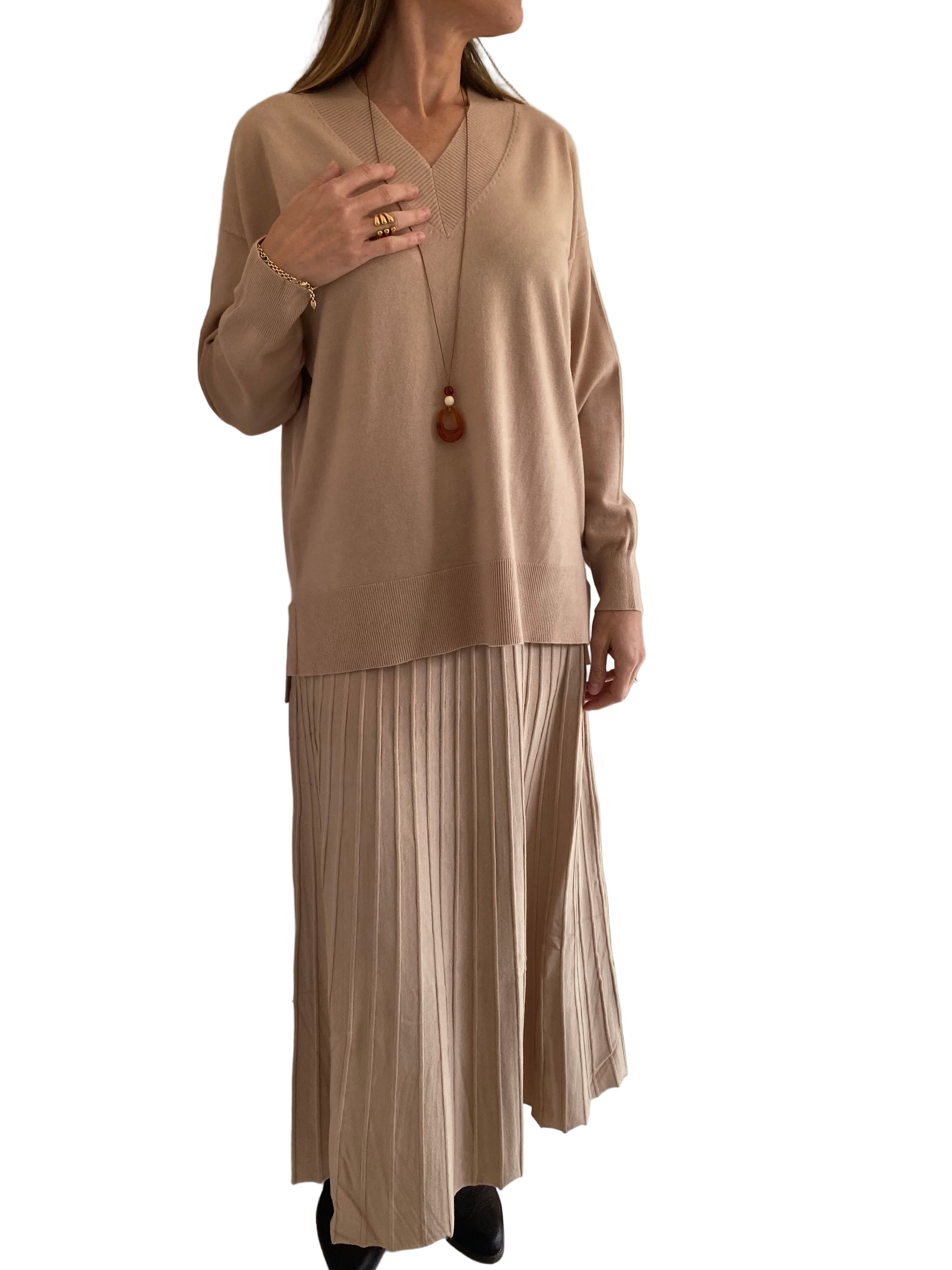 Jersey de cuello pico con aberturas laterales