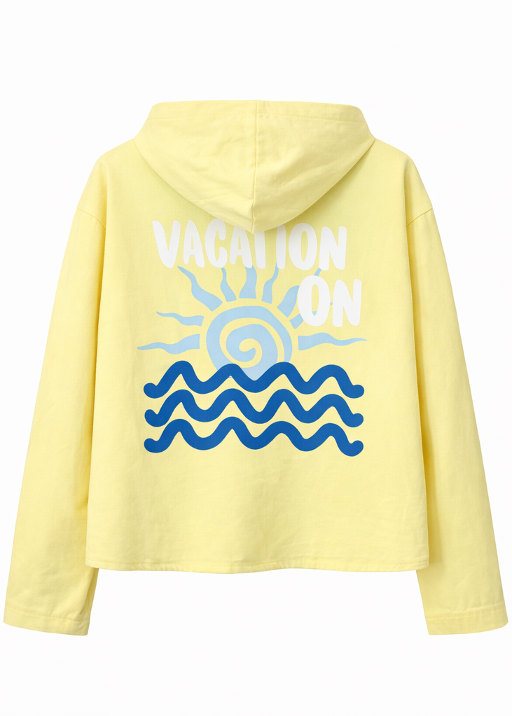 Sudadera abotonada “Vacation On” Amarilla