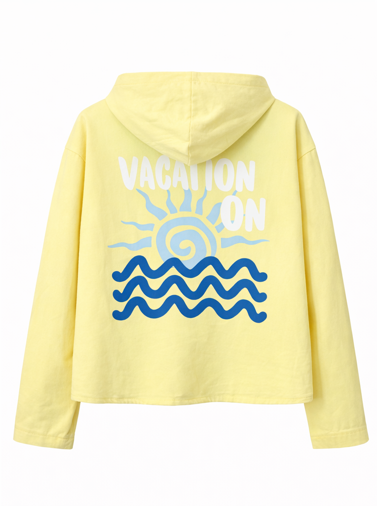 Sudadera abotonada “Vacation On” Amarilla