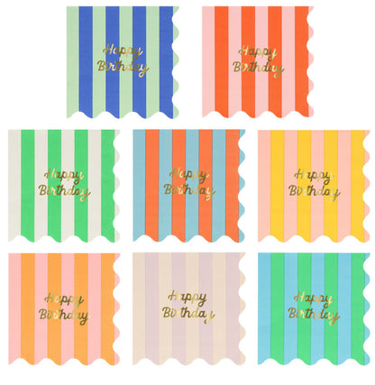 Servilletas Pequeñas “Happy Brithday” Rayas