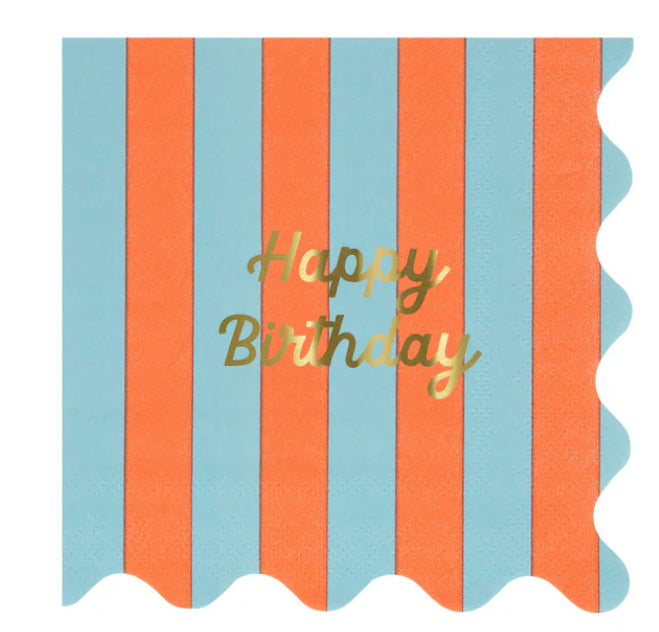 Servilletas Pequeñas “Happy Brithday” Rayas