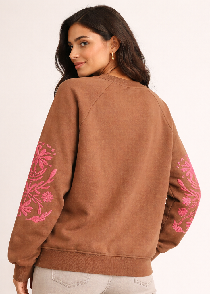 Sudadera Bordados Marrón