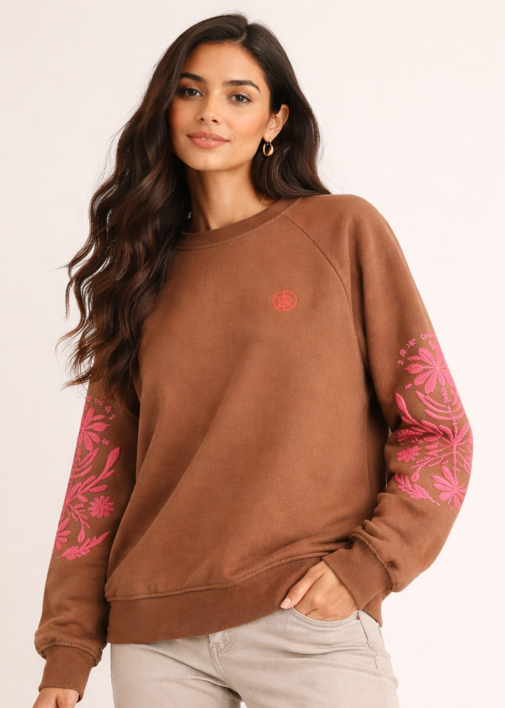 Sudadera Bordados Marrón
