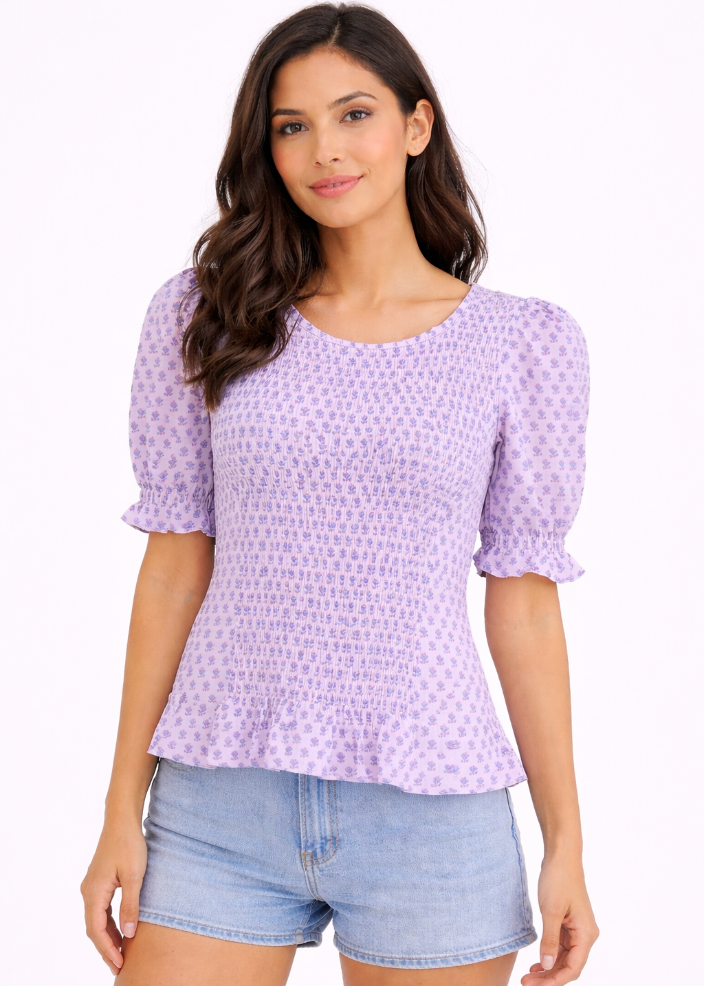 Blusa Ceñida Manga Globo