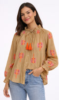 Camisa borlas marrón