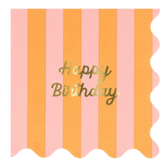 Servilletas Pequeñas “Happy Brithday” Rayas