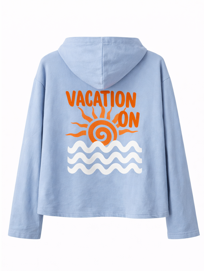 Sudadera abotonada “Vacation On” Azul
