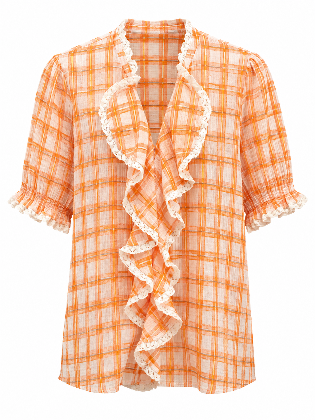Blusa cuadros naranja