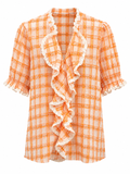 Blusa cuadros naranja