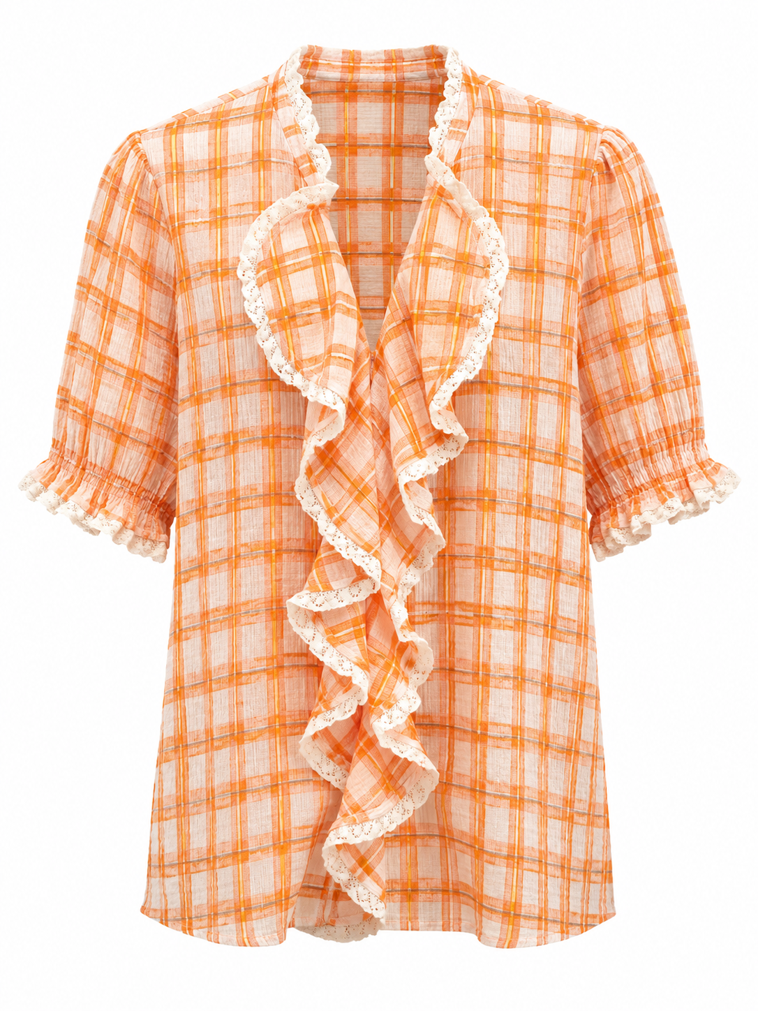 Blusa cuadros naranja