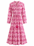 Vestido largo estampado Rosa