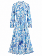 Vestido largo Estampado Azul Cielo