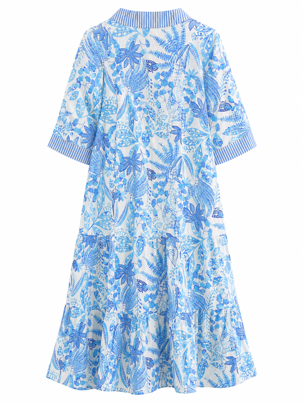 Vestido azul floral escote