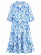 Vestido azul floral escote