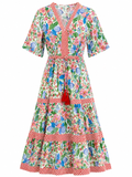 Vestido florar escote rayas