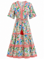 Vestido florar escote rayas