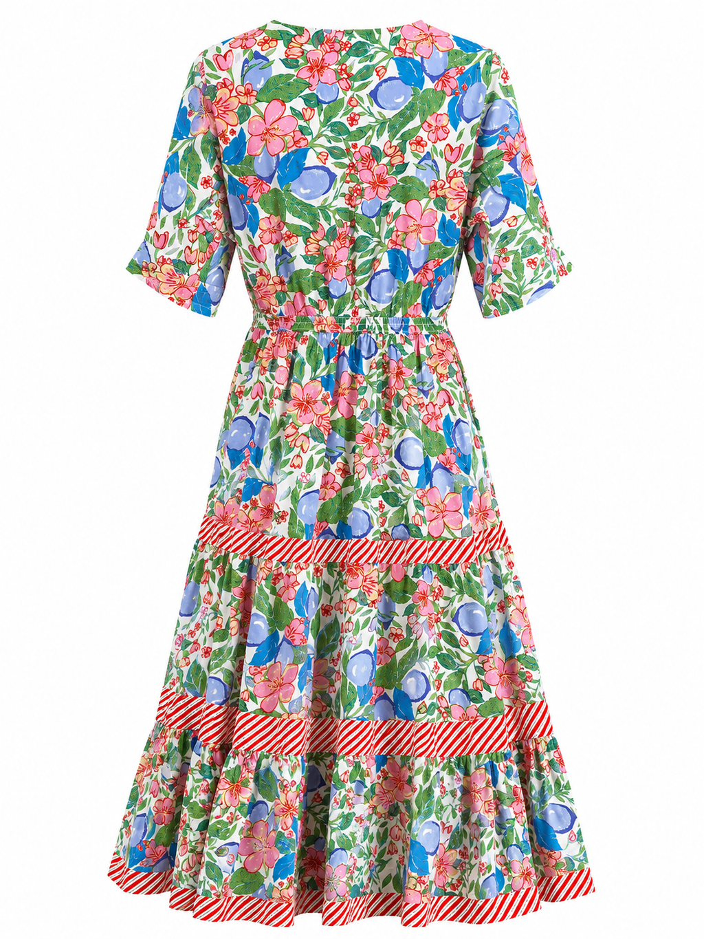 Vestido florar escote rayas