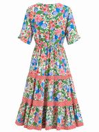 Vestido florar escote rayas