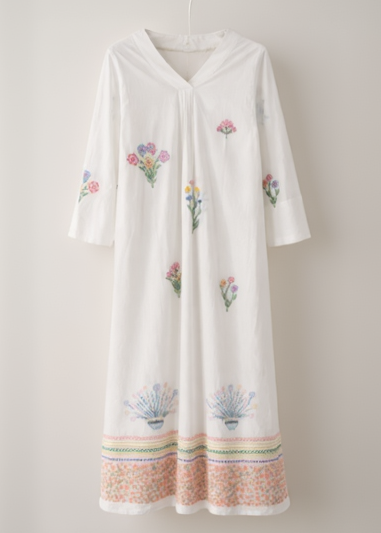 Vestido midi bordado floral