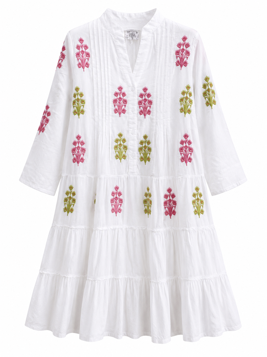 Vestido Blanco bordados rosas