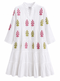 Vestido Blanco bordados rosas