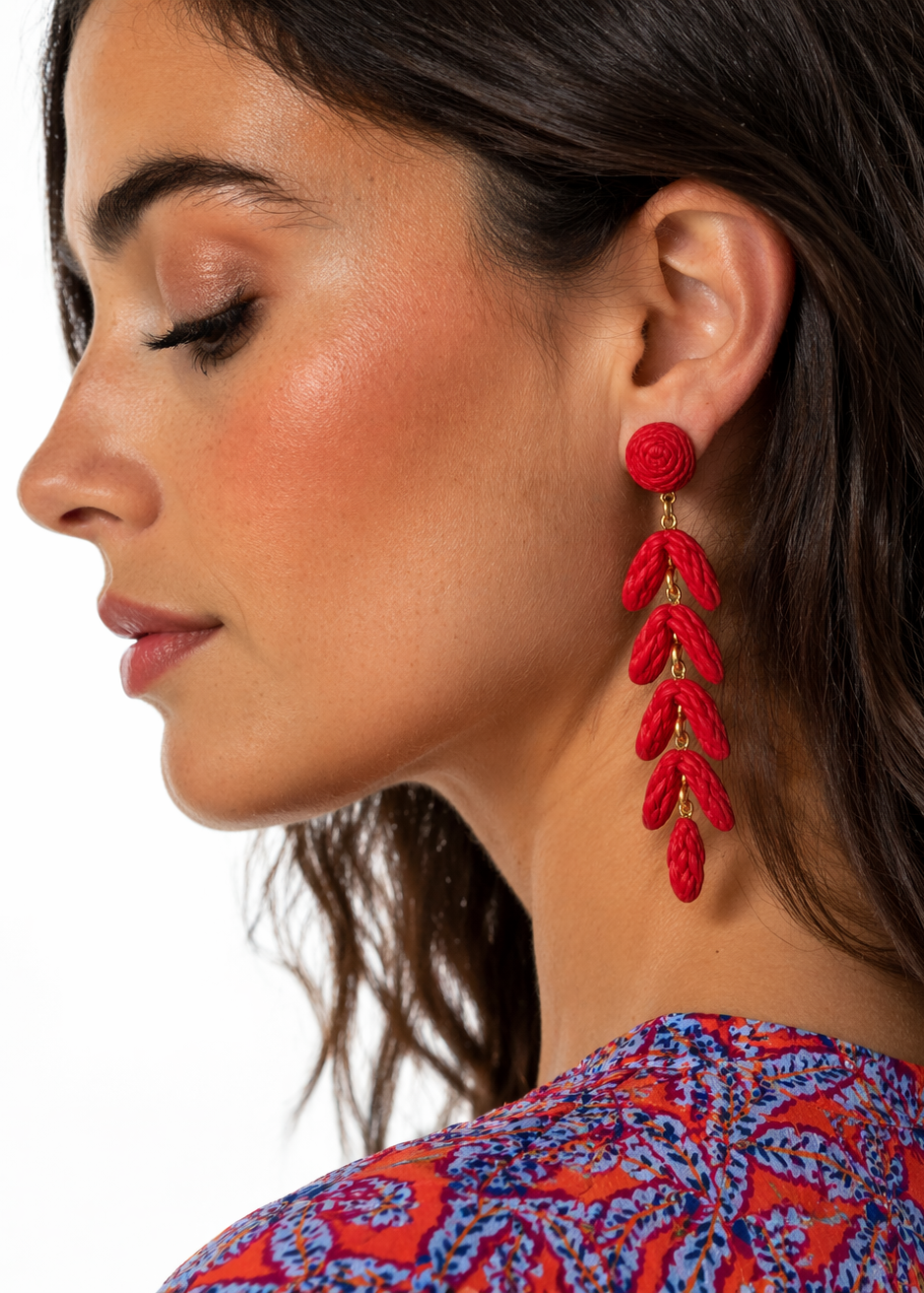 Pendientes Hojas Rojas