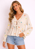 Blusa bordada con lazada