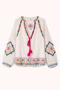 Blusa Bordados Borlas