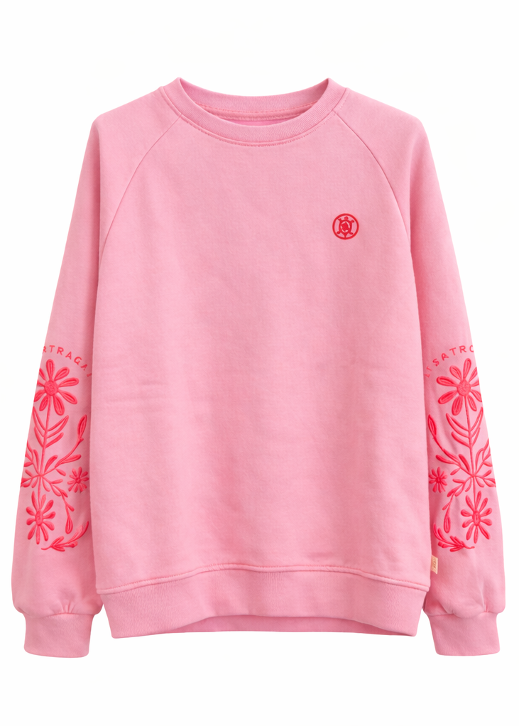 Sudadera Bordados Rosa