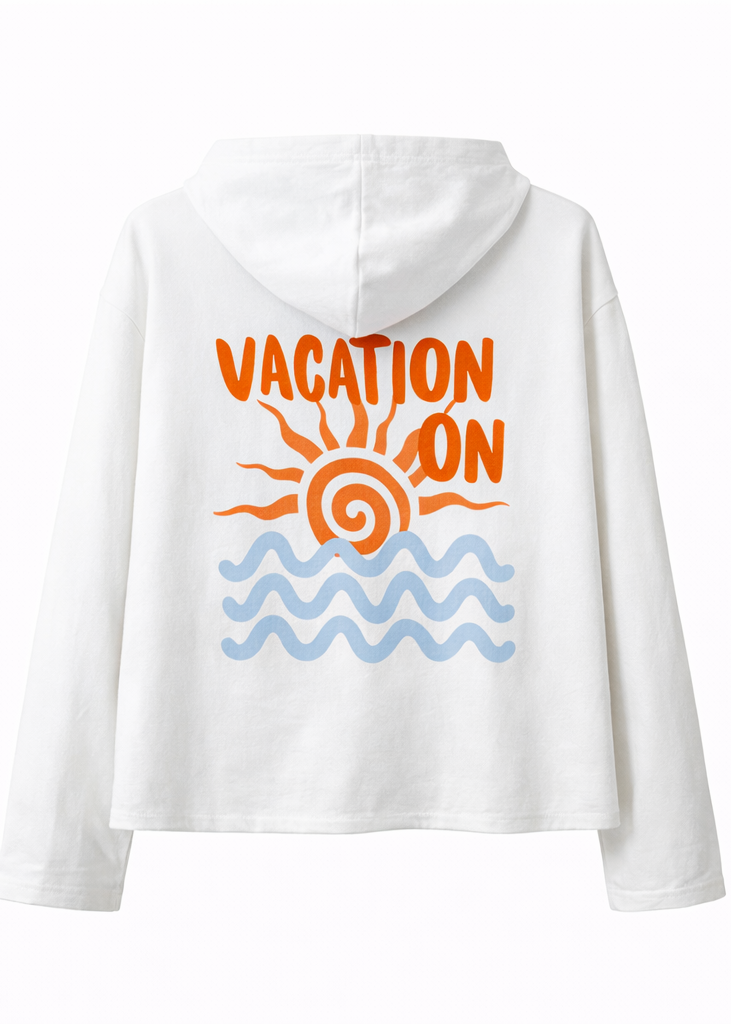 Sudadera abotonada “Vacation On” Blanca