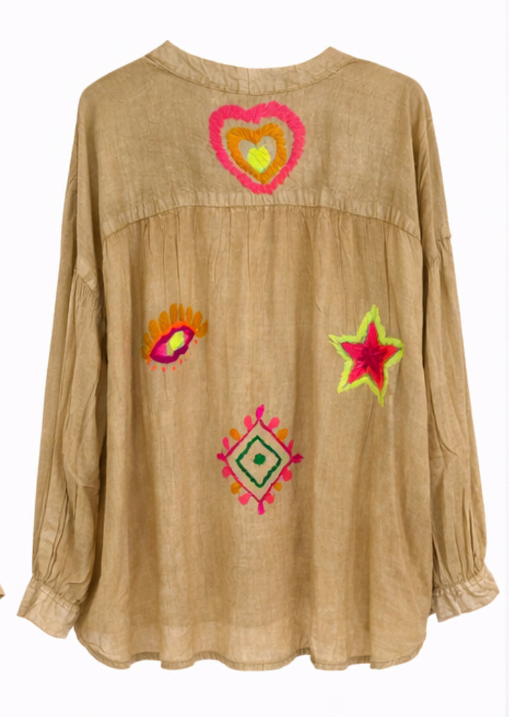 Camisa bordados Neón