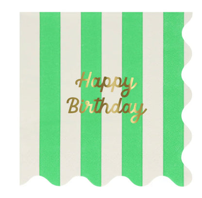 Servilletas Grandes “Happy Birthday” Rayas