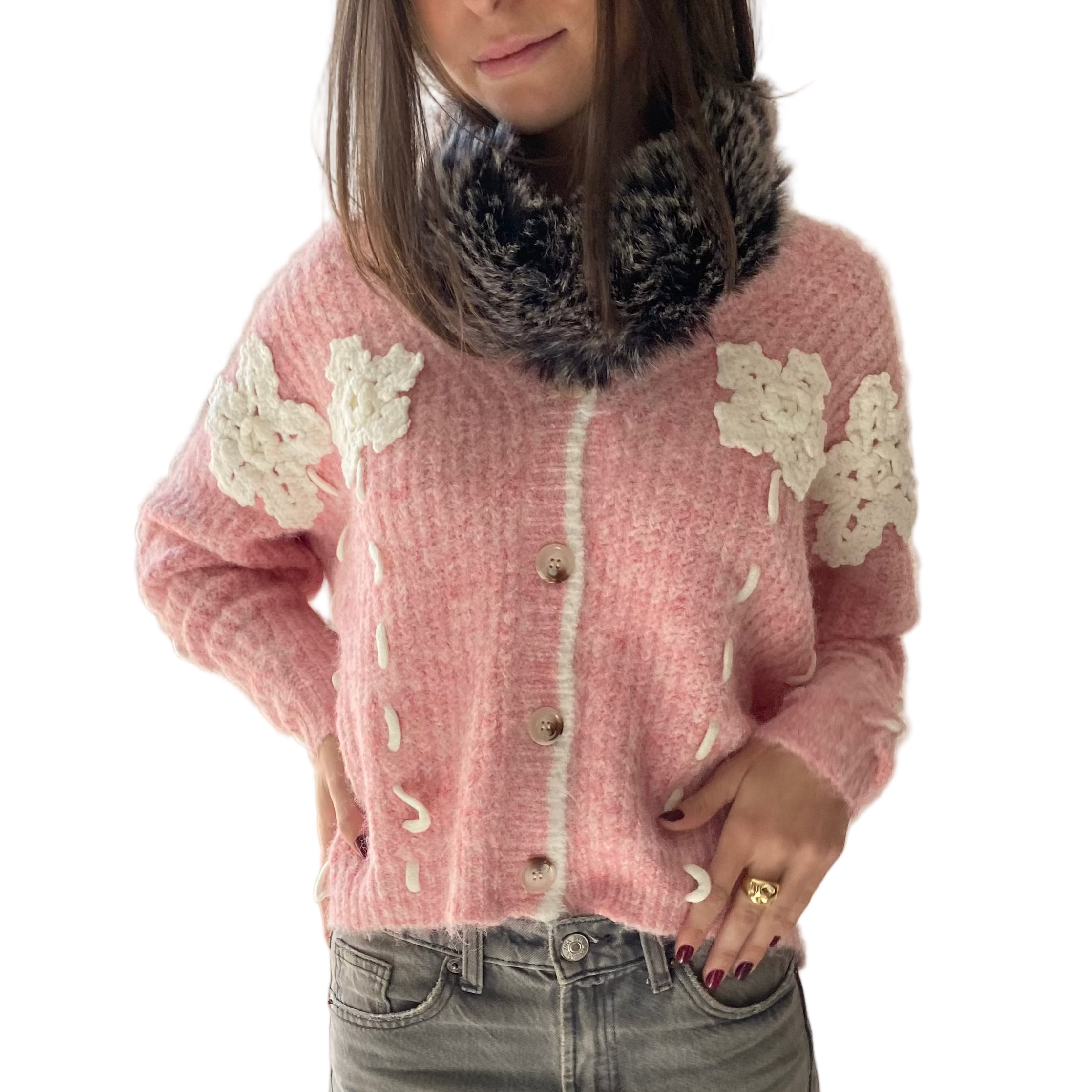 Jersey de Pico lana Rosa