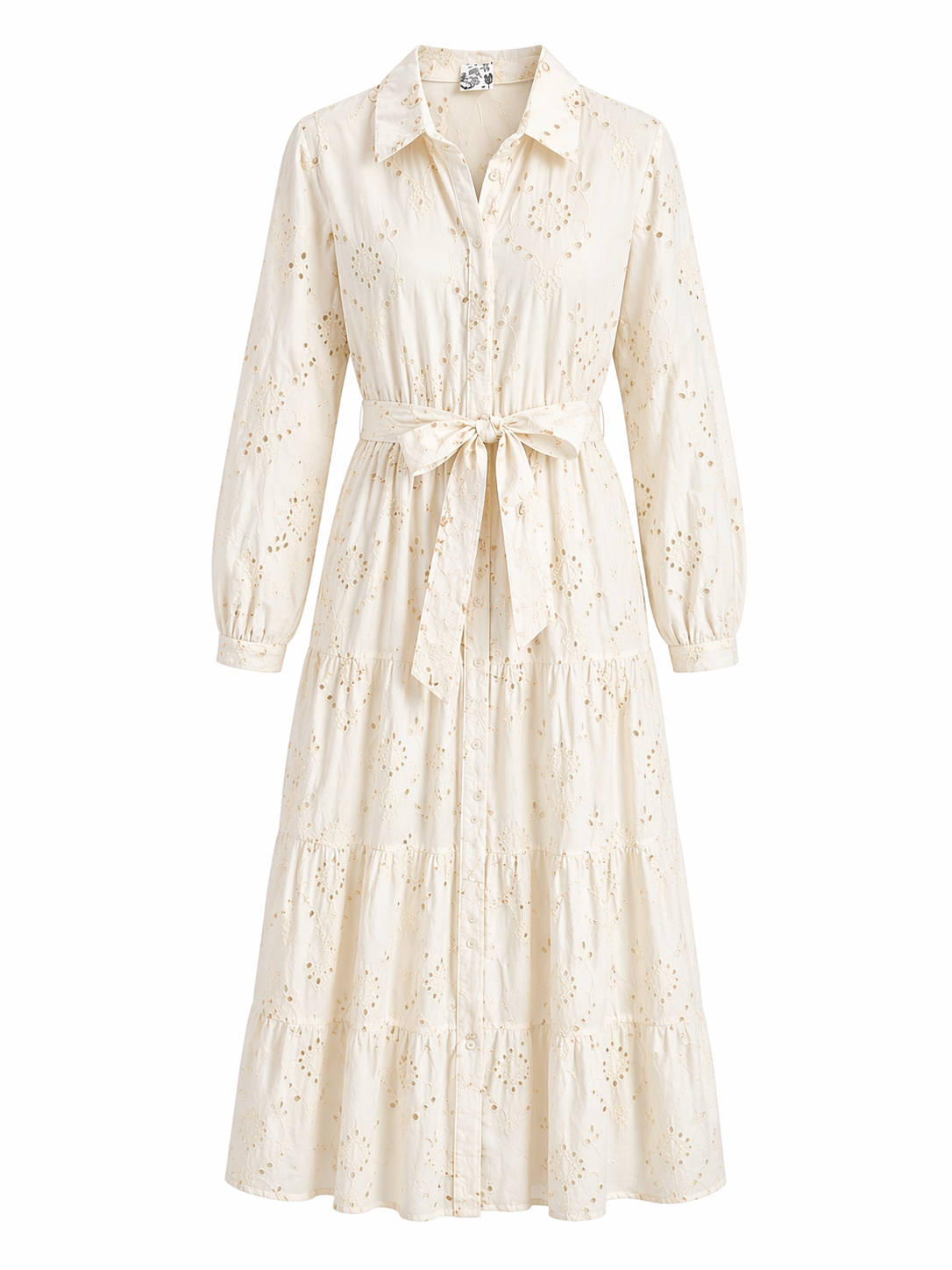 Vestido camisero blanco calado
