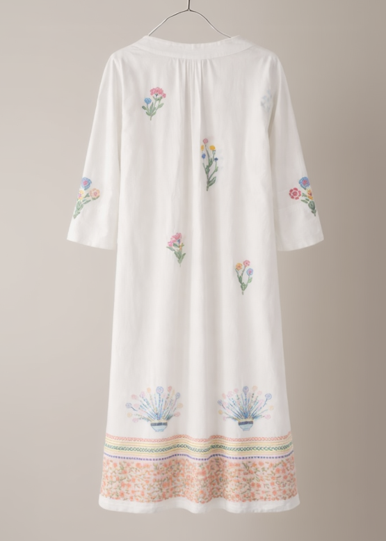 Vestido midi bordado floral